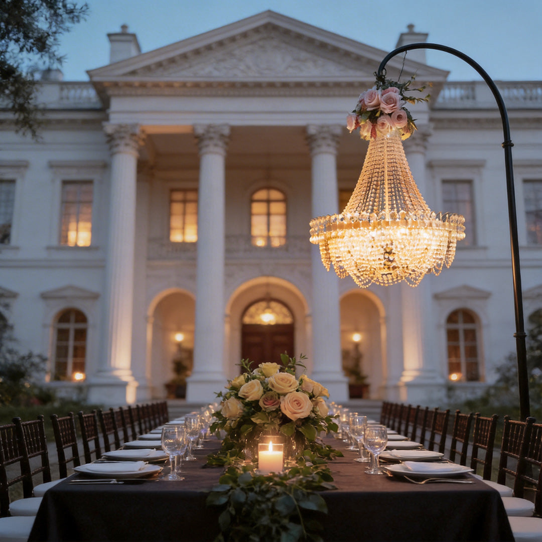 Aurelia Gold Acrylic Crystal Pendant Light for Outdoor Weddings and Events