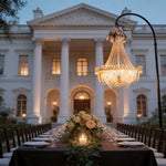 Aurelia Gold Acrylic Crystal Pendant Light for Outdoor Weddings and Events