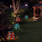 Artisan Solar Glass Mosaic Lantern for Garden and Patio