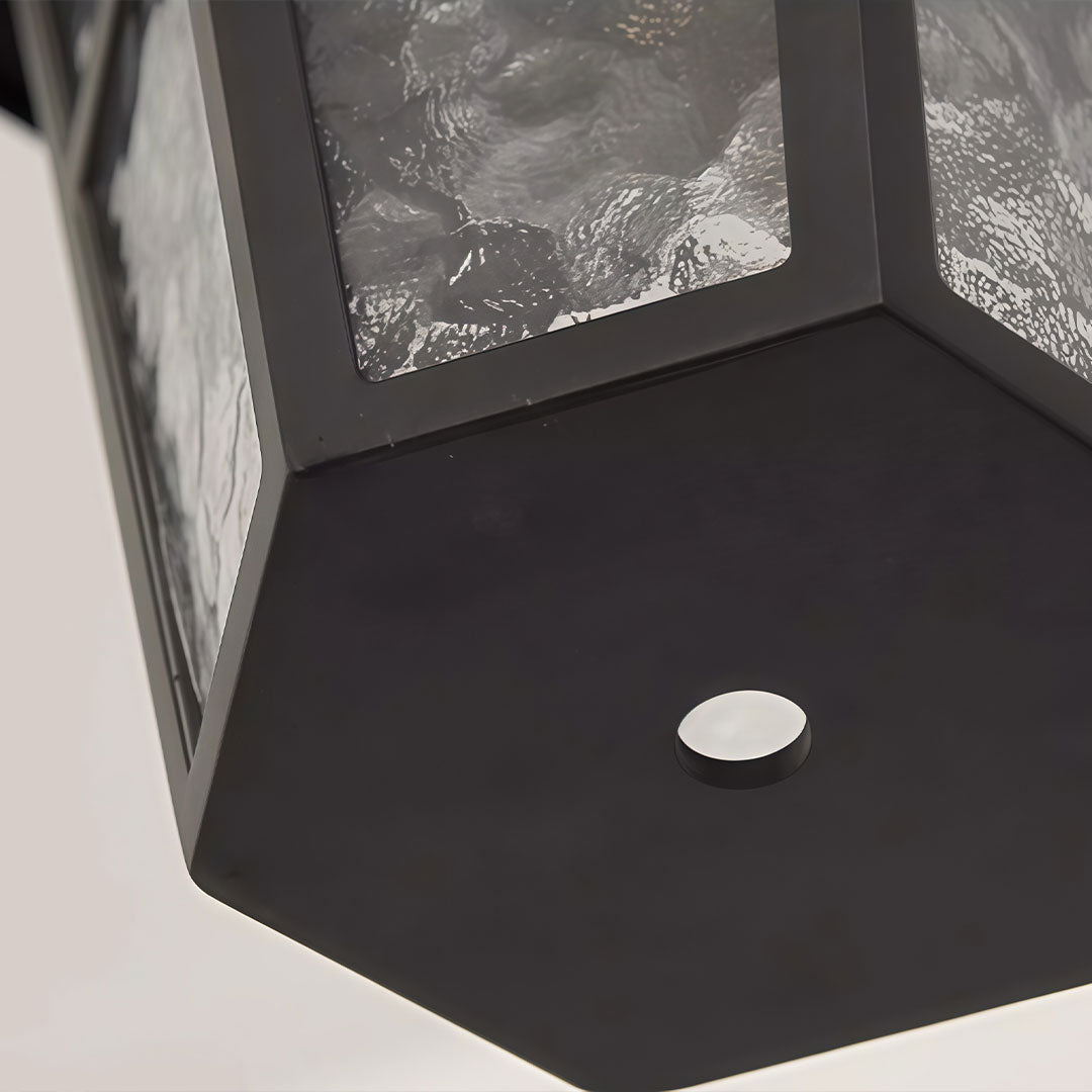Minimalist Outdoor Pendant Light in Black Aluminum and Clear Glass