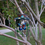 Artisan Iron Solar Butterfly Lantern for Garden & Patio