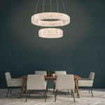 2 Ring Regular Shape Steel Crystal Led Chandelier