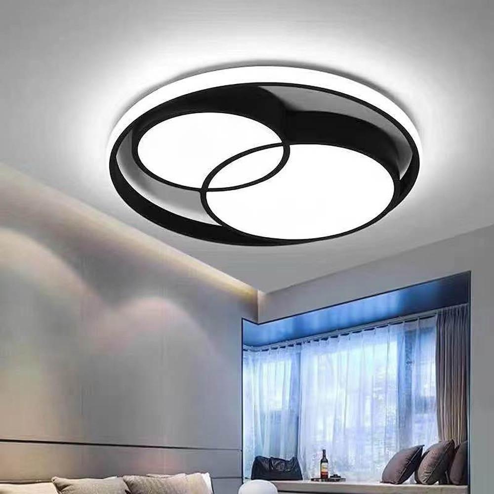 Trio of Illumination: Modern LED Flush Mount Ceiling Light in Matte Black