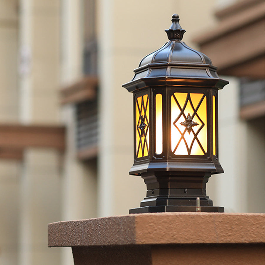 Modern Waterproof Outdoor Pillar Light with Frosted Glass Shade