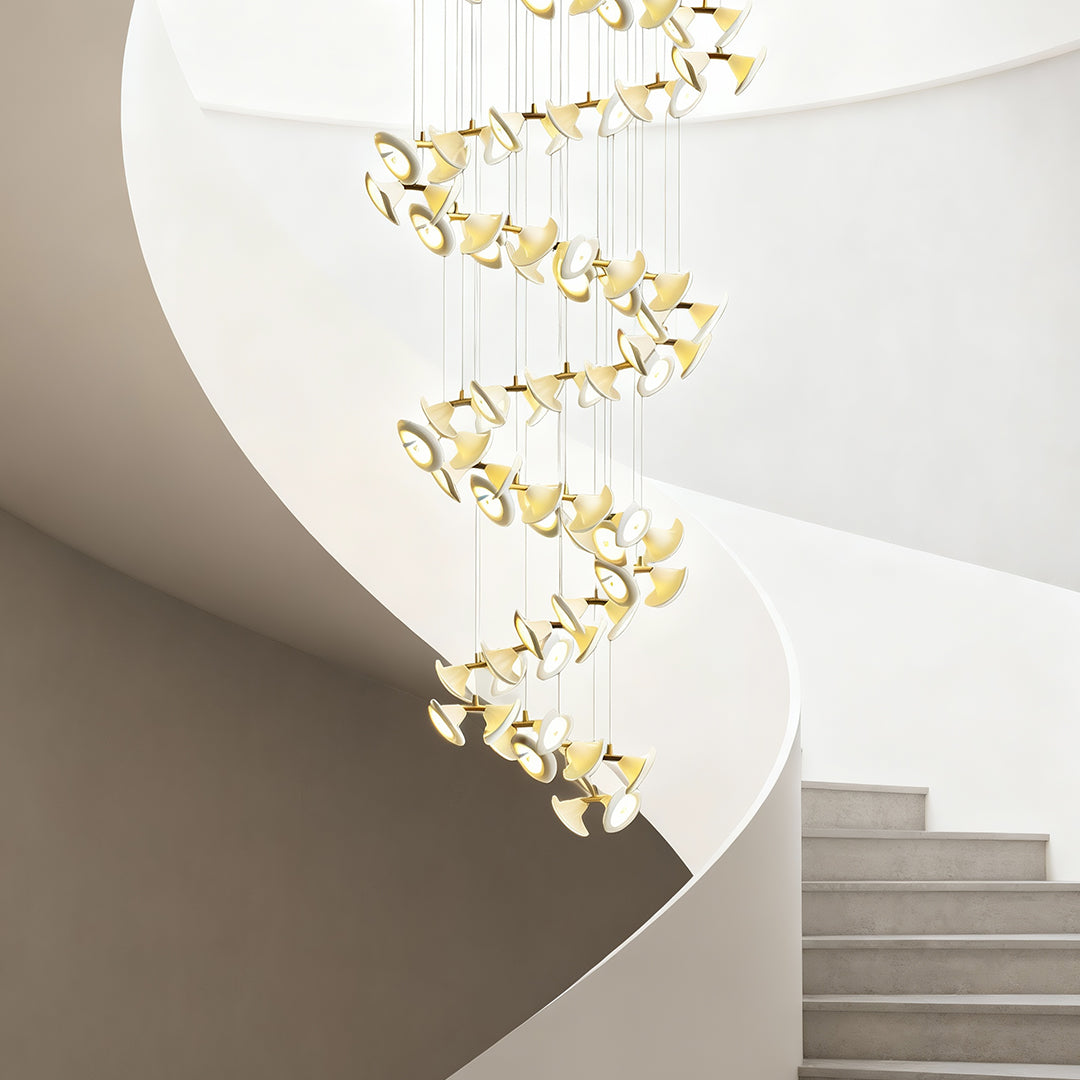 Luxury Ceramic Tulip Chandelier with Gold Stainless Steel Frame