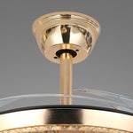 Crystal Ceiling Fan with Light – Gold Iron, European Luxury Design