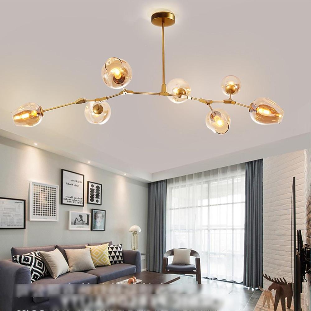 Globe Sputnik Industrial Glass Chandelier Modern Lighting With Customizable Color Shades