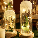 Nordic Snow Scene Table Lamp with Wooden Base and Warm LED Light