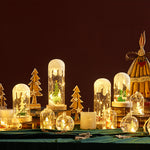 Nordic Snow Scene Table Lamp with Wooden Base and Warm LED Light