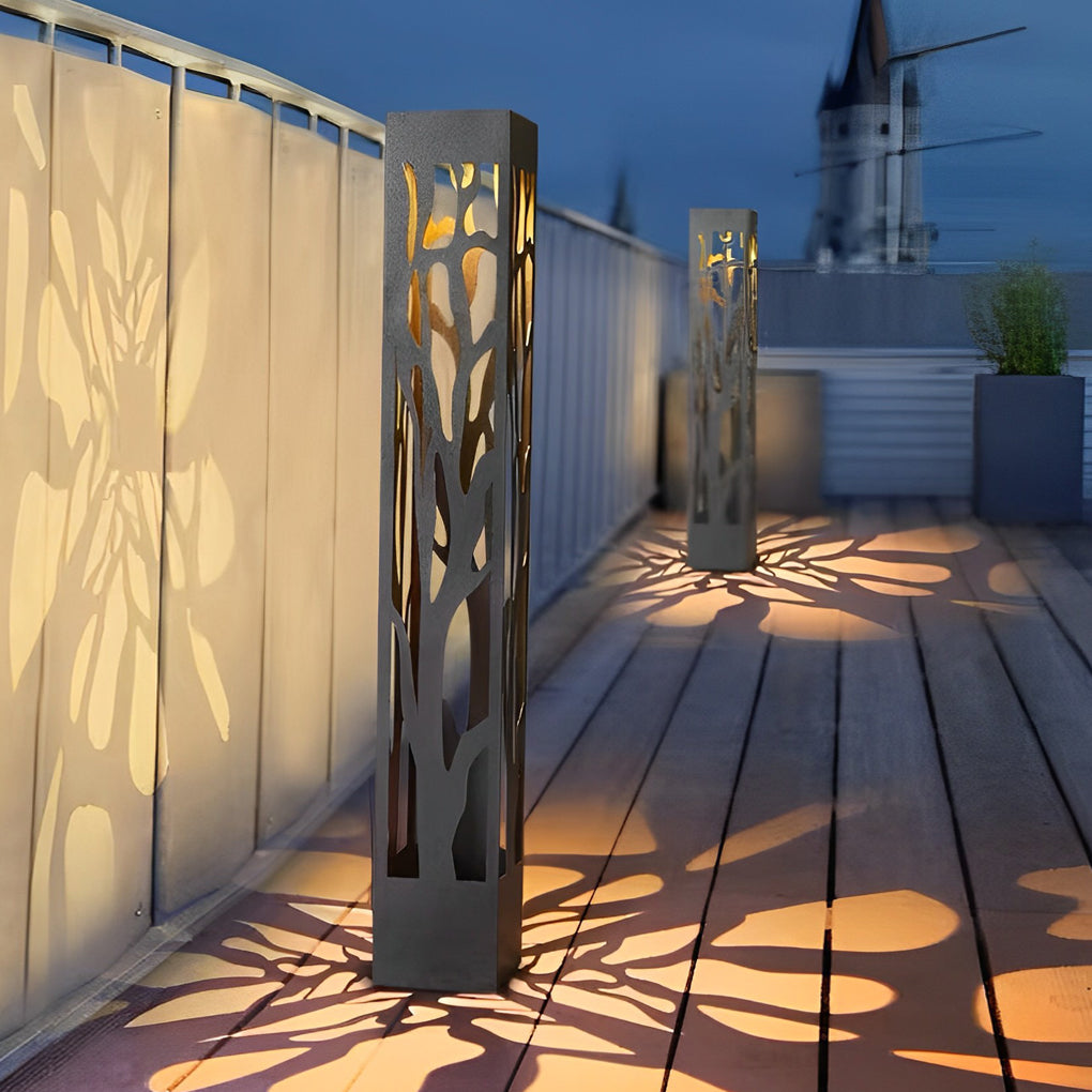 Hollow Modern Landscape Path Light in Black Stainless Steel