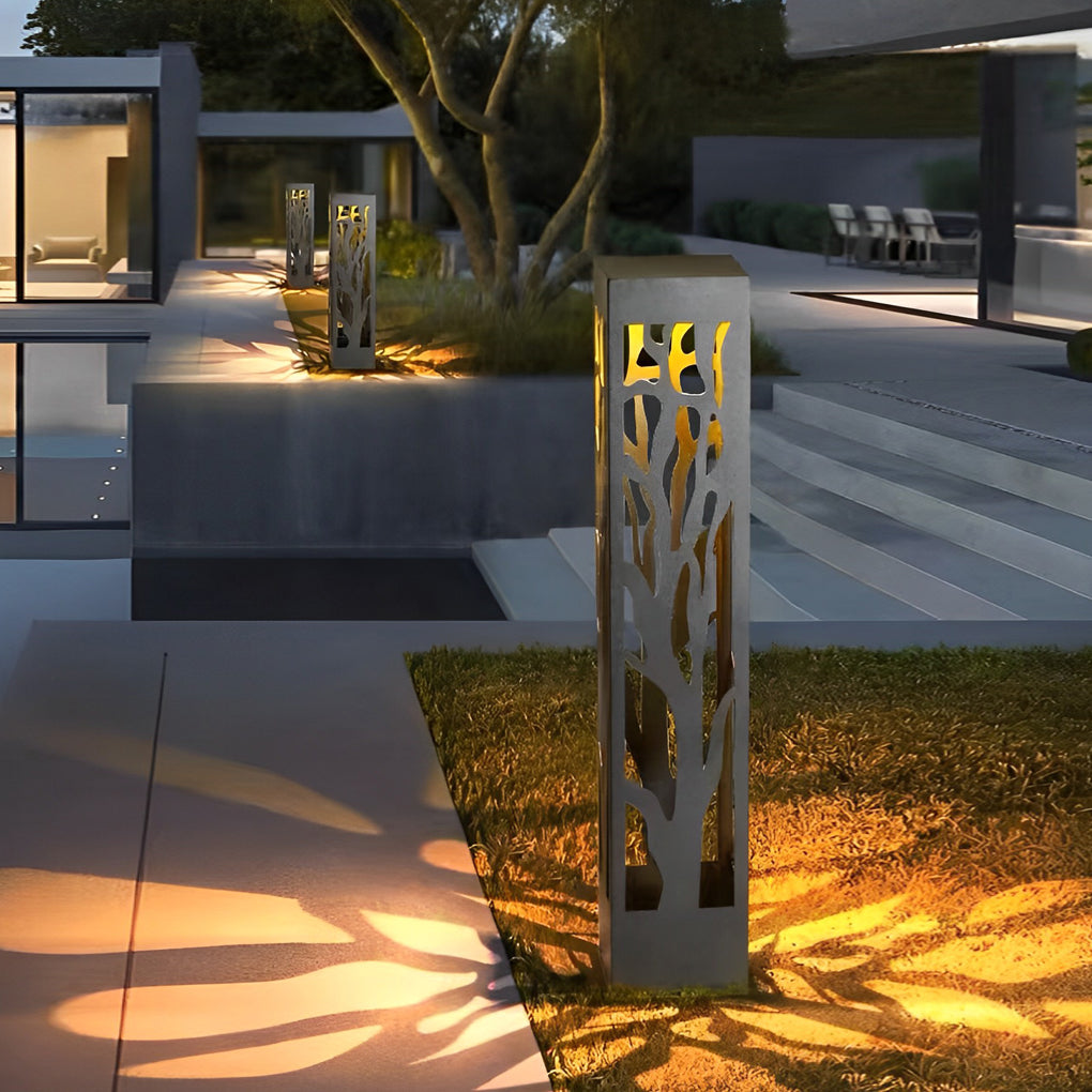 Hollow Modern Landscape Path Light in Black Stainless Steel