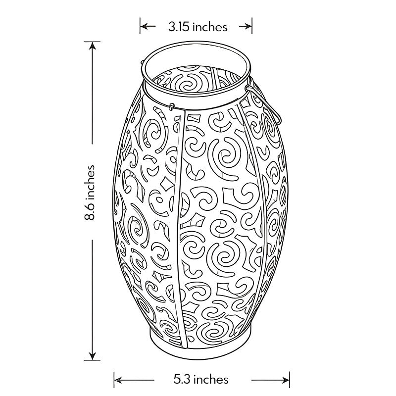 Vintage Red Copper Solar Lantern with Hollow Iron Design for Garden Paths