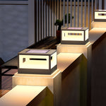 Hollow Square LED Pillar Light | Solar & Hardwired Outdoor Fence Post Lamp
