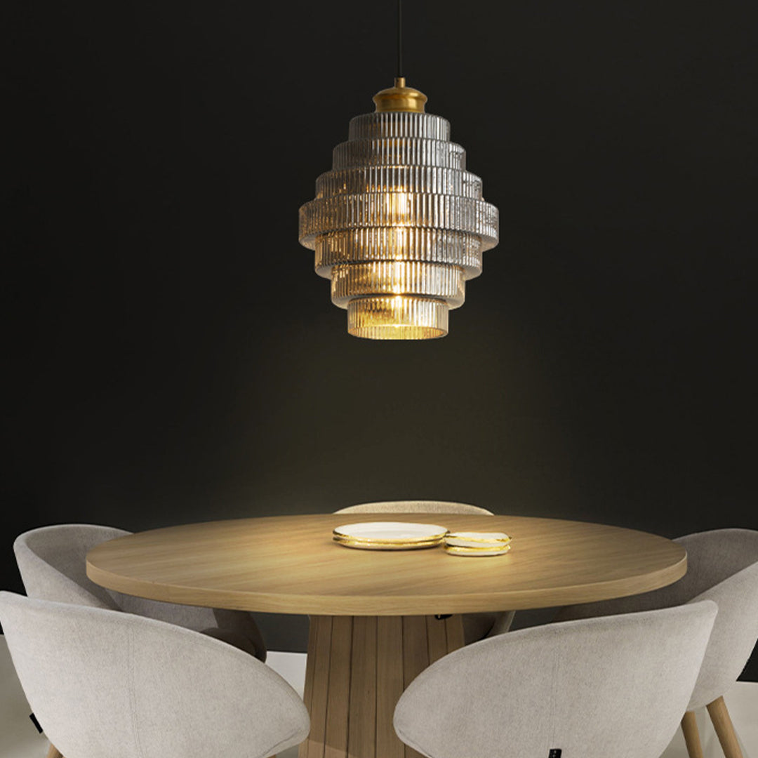 Honeycomb Glass Pendant Light, Mid-Century Modern Ceiling Lamp