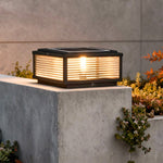 Square Ribbed Glass LED Pillar Light for Modern Outdoor Spaces