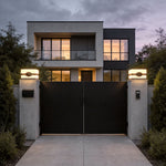 Modern Outdoor Pillar Light in Black Stainless Steel with Warm White LED