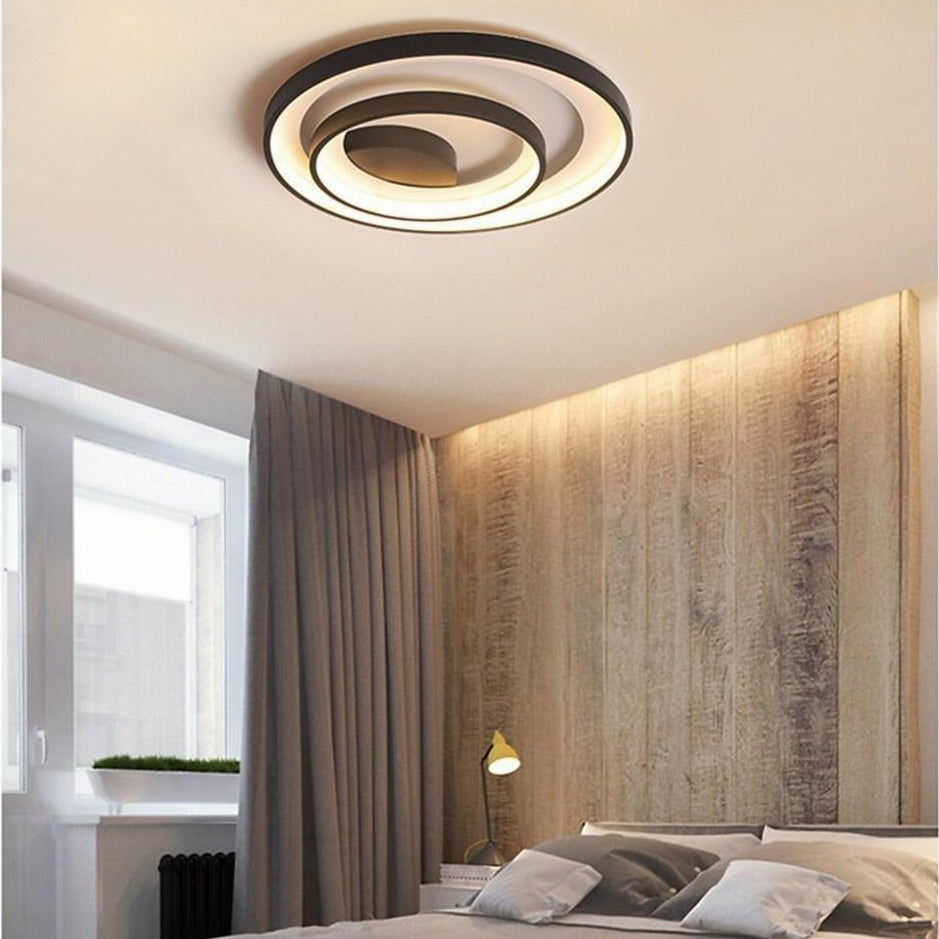 2 Light 2 Ring Semi Flush Mount Ceiling Light Led Elegant Silica Gel Bedroom Light