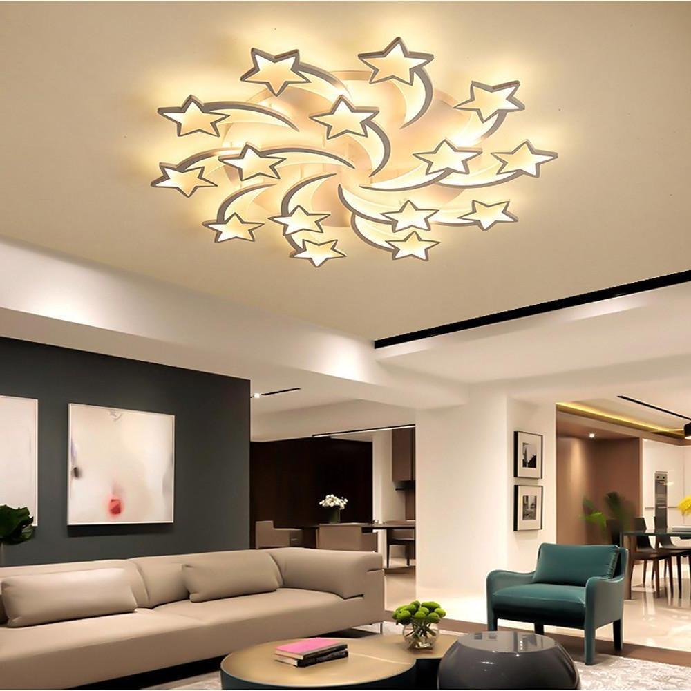 Celestial Shooting Stars Flush Mount Ceiling Light Led Dimmable White 5 To 15 Star Lights