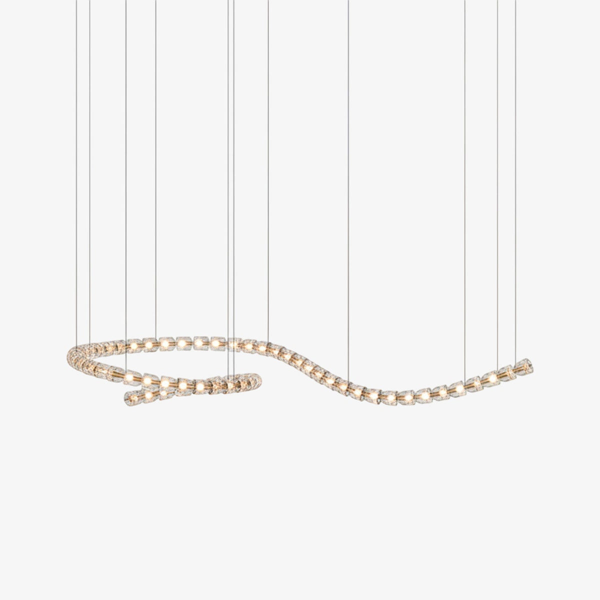 Gabriel Wave LED Chandelier – Sculptural Crystal Acrylic Pendant Light