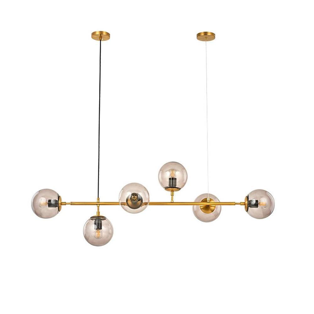 Aurora Linear Glass Globe Chandelier in Gold for Modern Dining Rooms