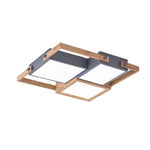 Modern Scandinavian Led Flush Mount Ceiling Light With Wooden Frames For Sleek Interiors