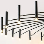 Ligmodern 24 Light Streamlined Round Chandelier 24 Led Bulbs 63 Dia Adjustable Height Black Finish