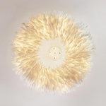 Aurelia Round Feather LED Flush Mount Ceiling Light – Nordic-Inspired Ambient Illumination