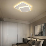 2 Light White Square Led Flush Mount Ceiling Light For Bedroom