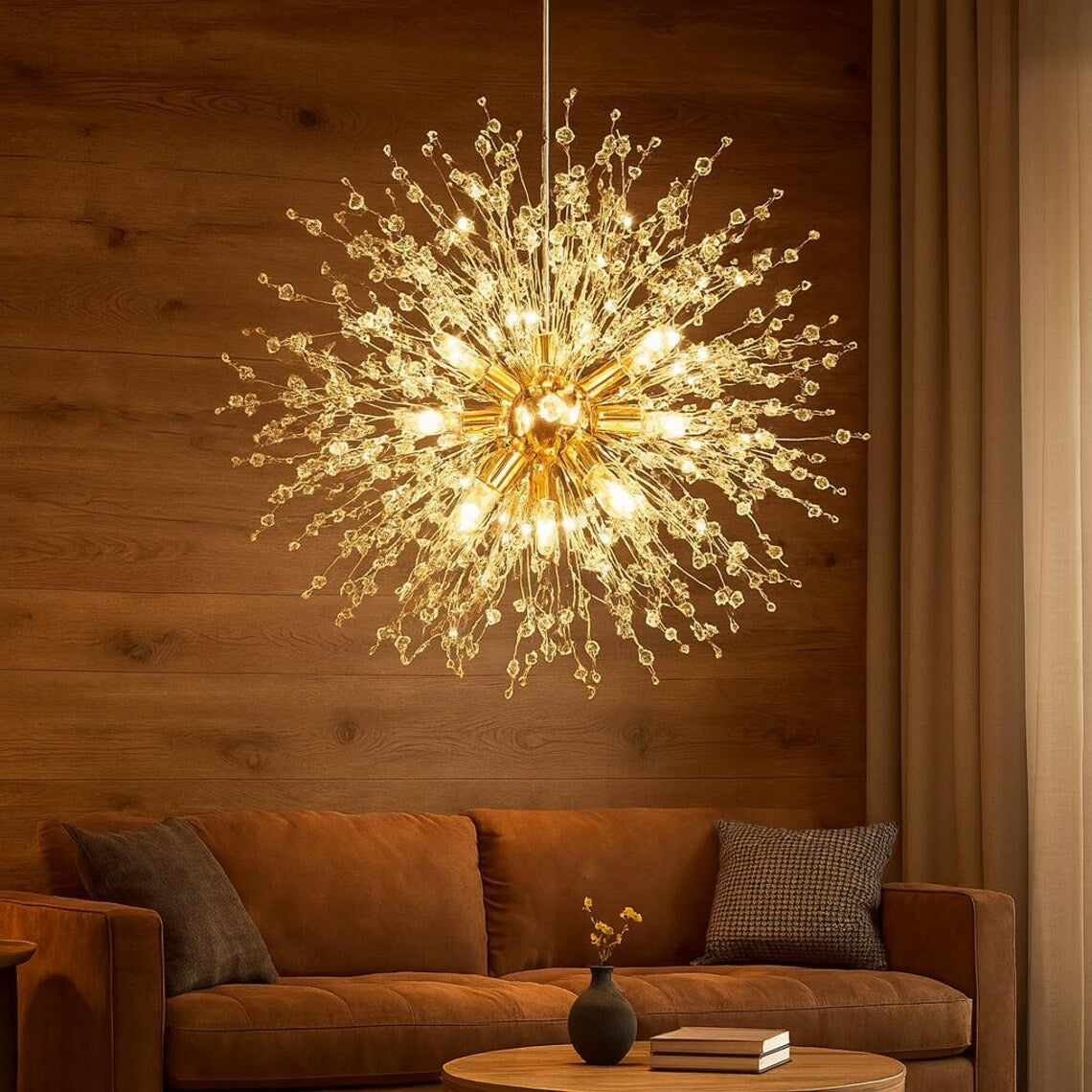 Luxury Style Living Room Lamp Nordic Dandelion Crystal Chandelier