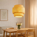 A Simple Bamboo Pendant Lamp In The Style Of A Farmhouse Made Of Bamboo And Rattan