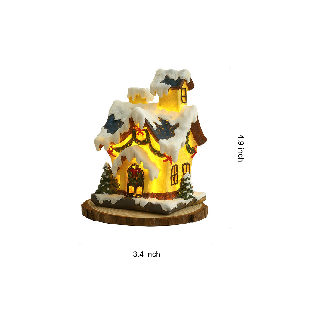 Nordic Gold Resin Christmas House LED Table Lamp Set of Two