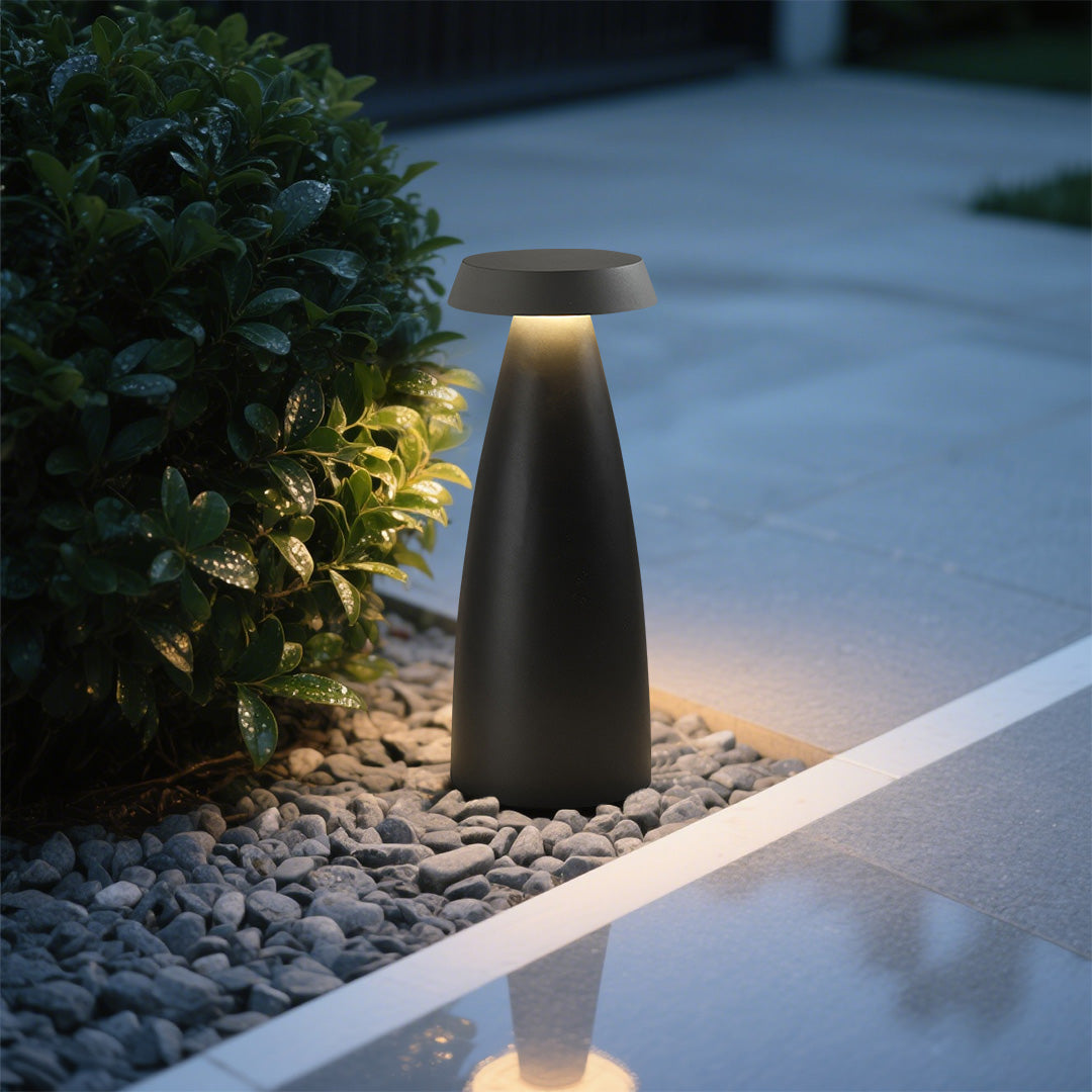Modern Outdoor LED Bollard Path Light in Sand Black and Gray