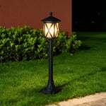 European Cast Aluminum Garden Bollard Light with Clear Glass Shade
