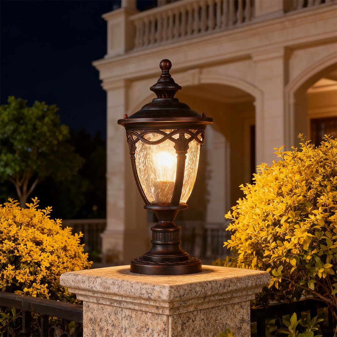 Outdoor Aluminum Column Pillar Light with Clear Glass Shade