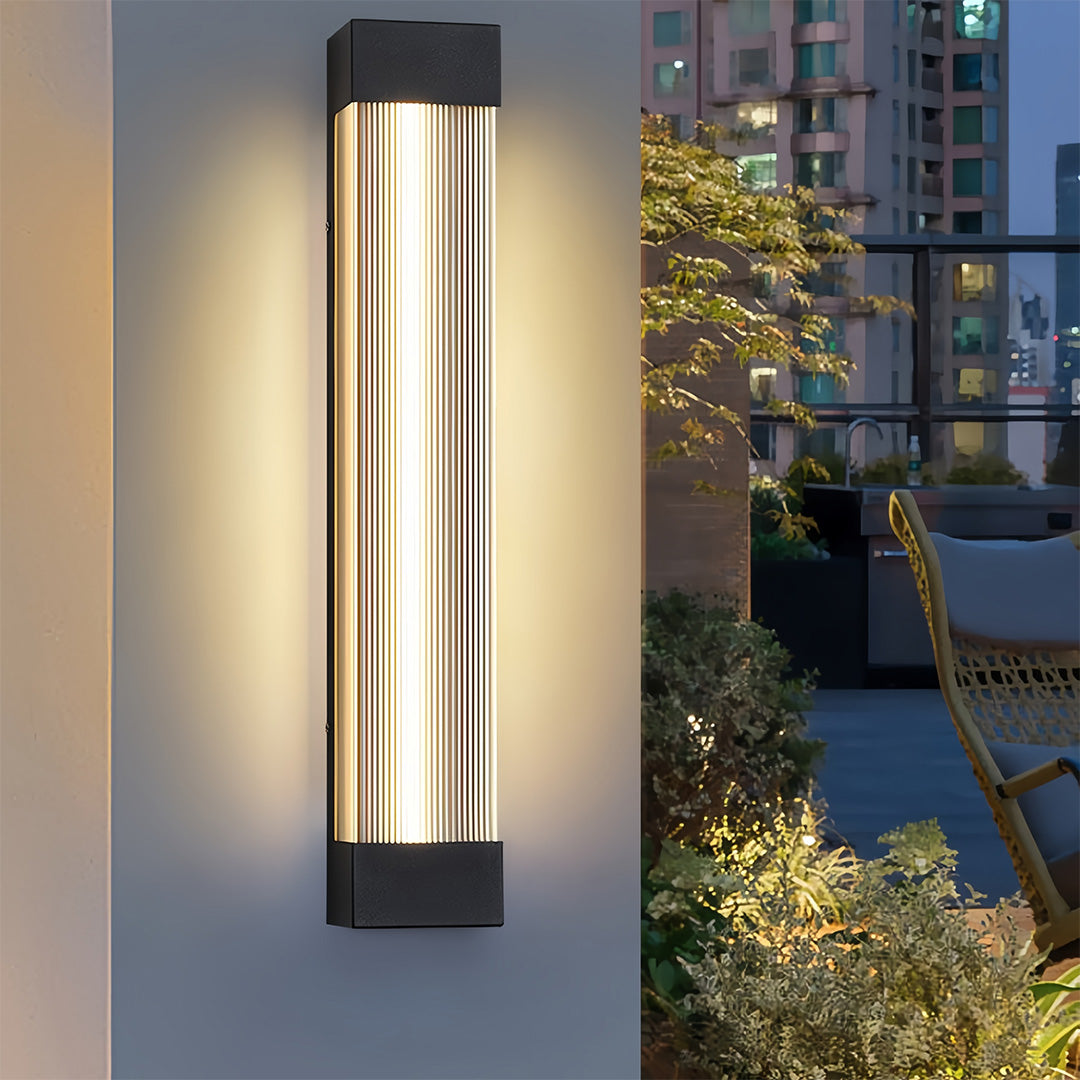 Linear Outdoor Wall Sconce – Waterproof LED Strip Light in Brushed Black