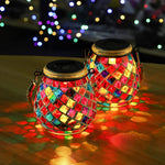 Artisan Solar Glass Mosaic Lantern for Garden and Patio