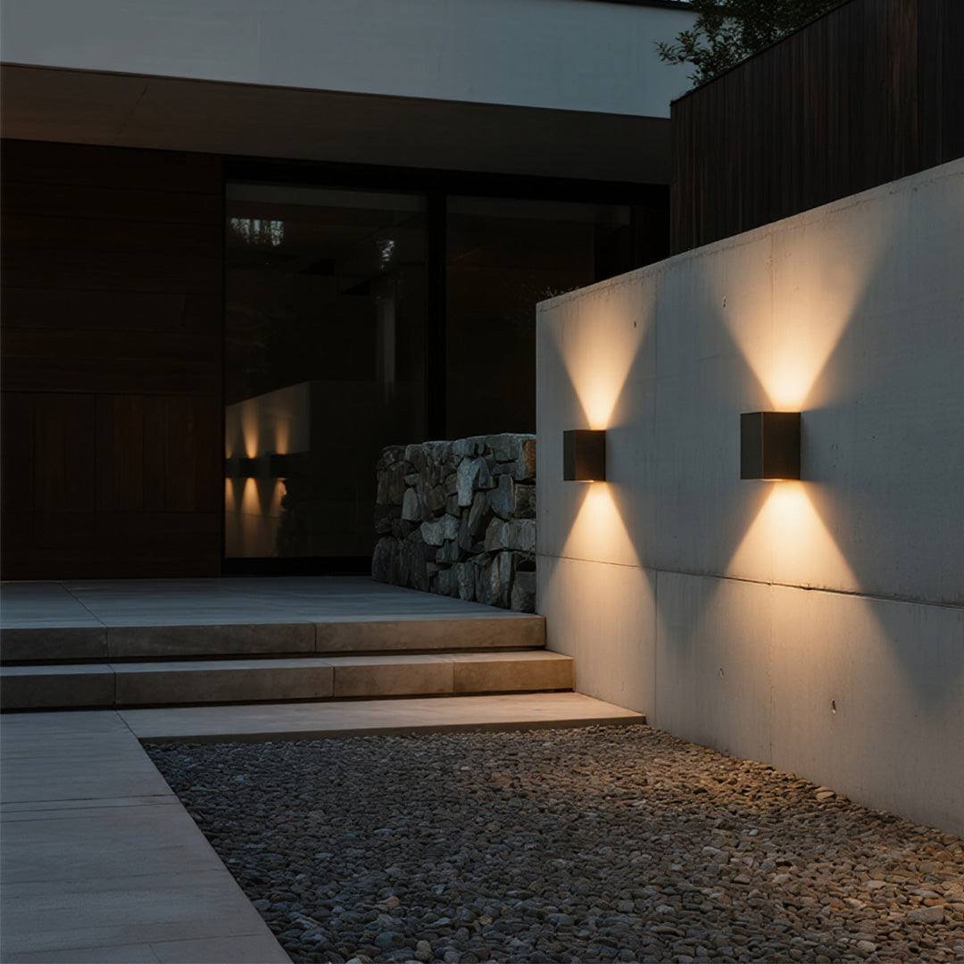 Aria Outdoor Wall Sconce in Sand Gray Aluminum, IP65 Waterproof LED