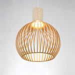 Handcrafted Wooden Birdcage Pendant Light with E27 Socket