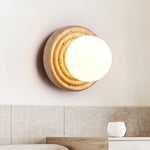 Elira Wall Sconce in Yellow Travertine with Opal Glass Shade