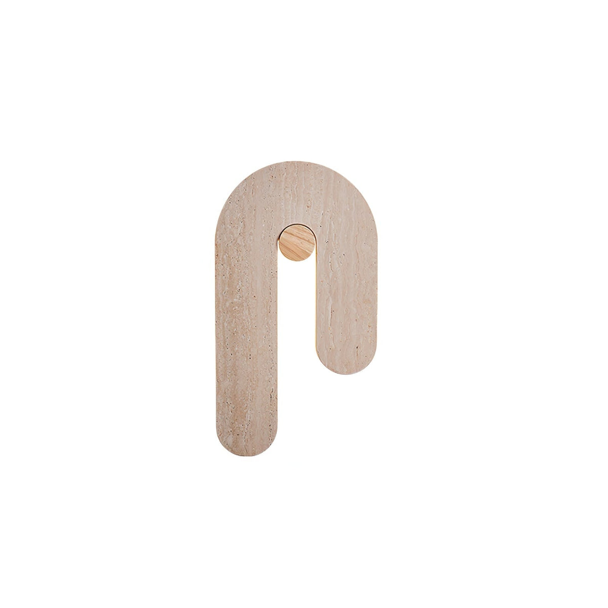 Loop U Wall Sconce in Yellow Travertine with Wood Accent