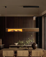 Timber Horizon LED Pendant Light – Modern Wood Sculptural Chandelier