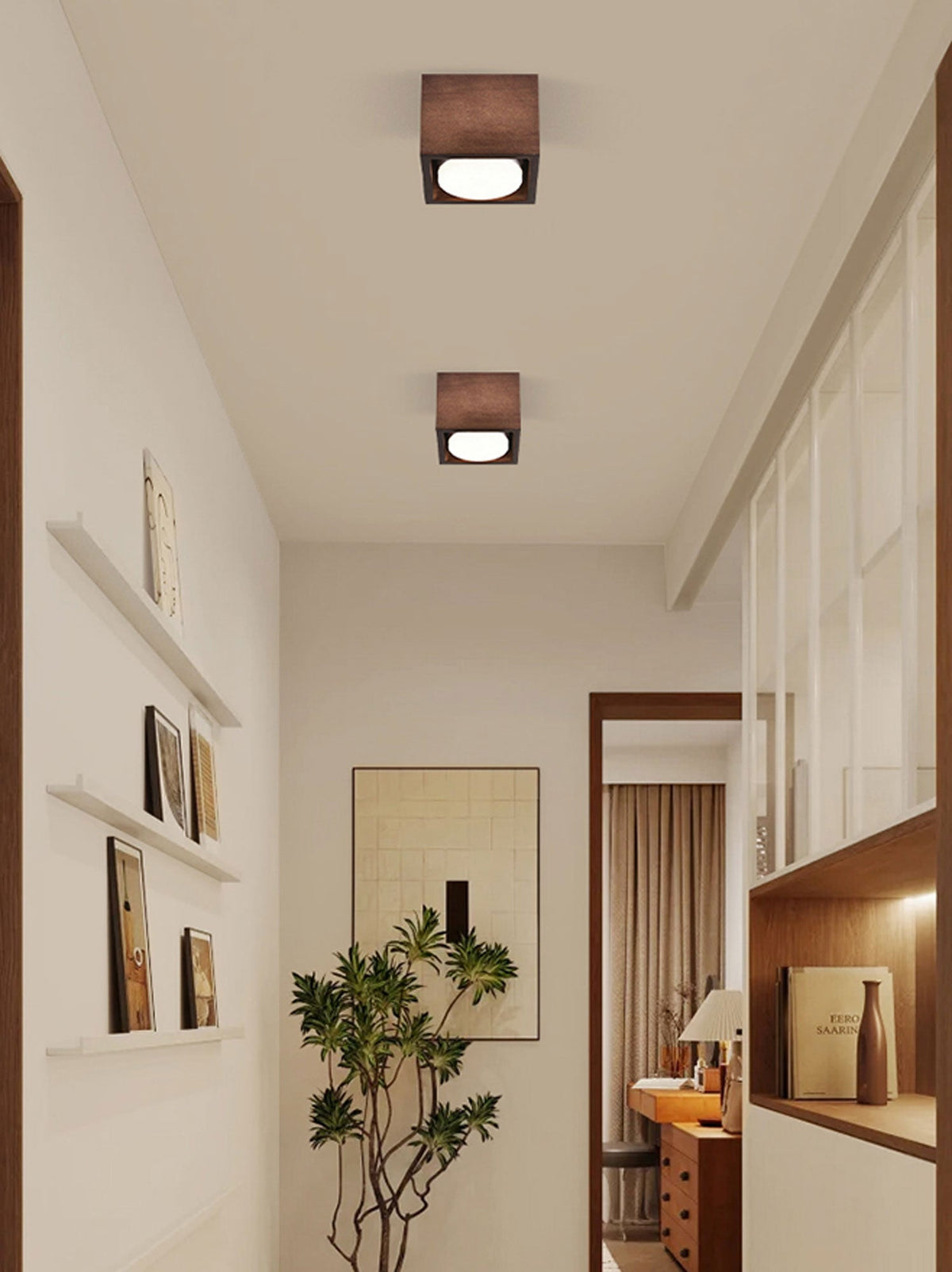Cobra Wood Ceiling Light – Minimalist Flush Mount in Natural Wood
