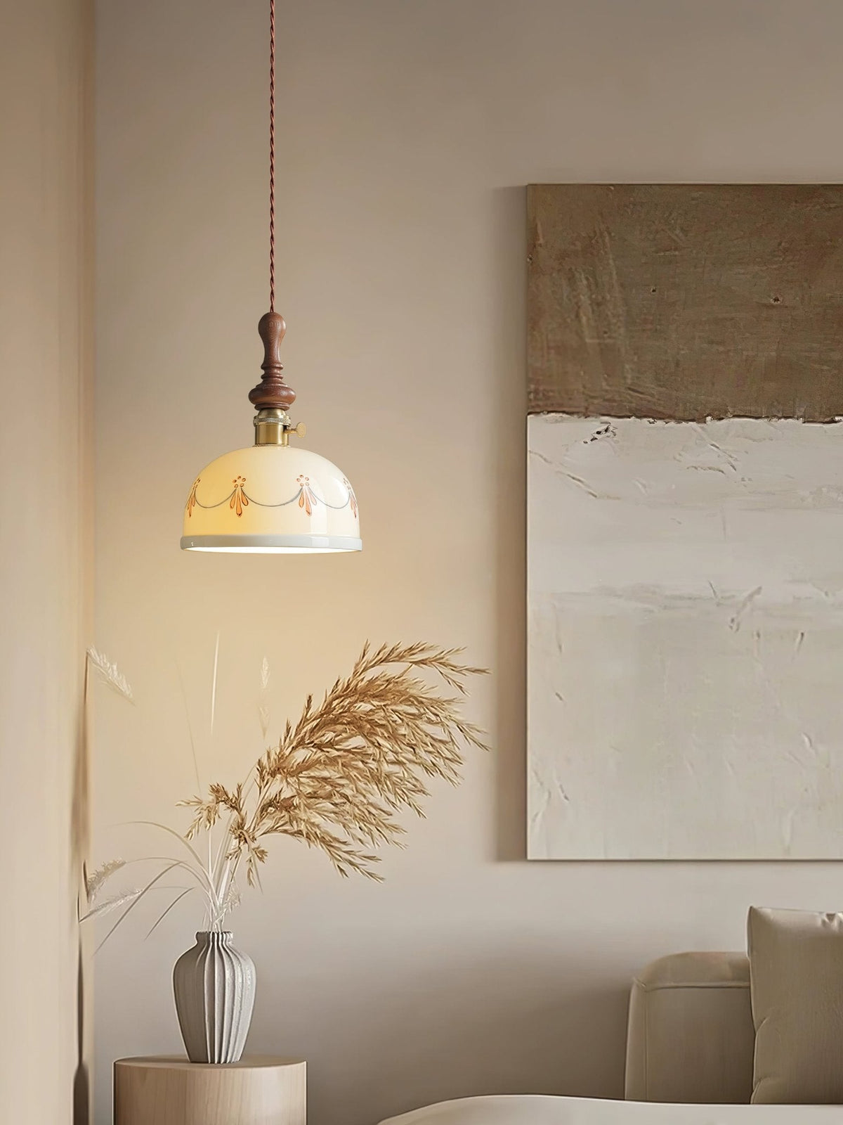 Roselind Hand-Painted Ceramic Pendant Light for Dining & Living Spaces