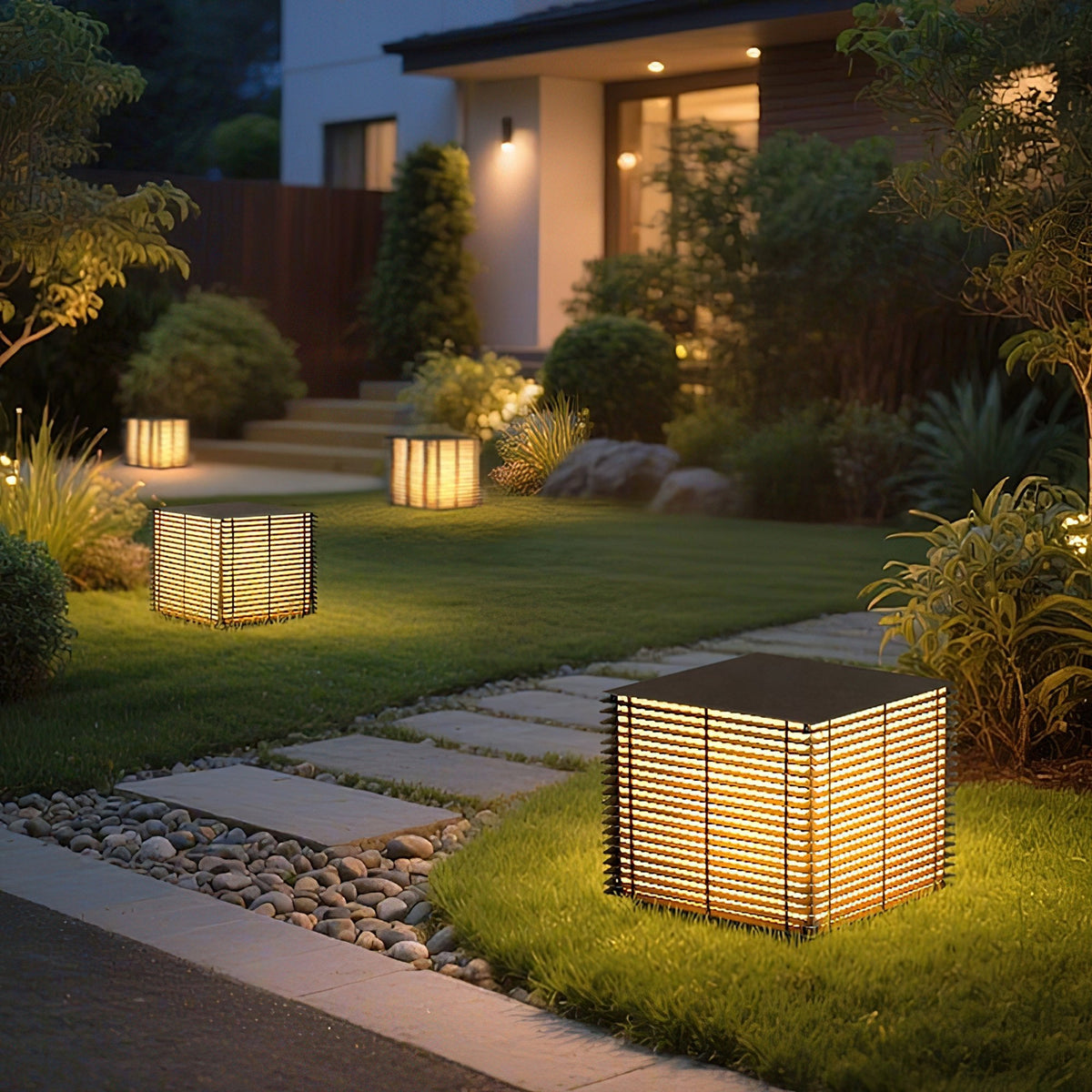 Grid Post Outdoor Light — Weatherproof Matte Black LED Post Lamp
