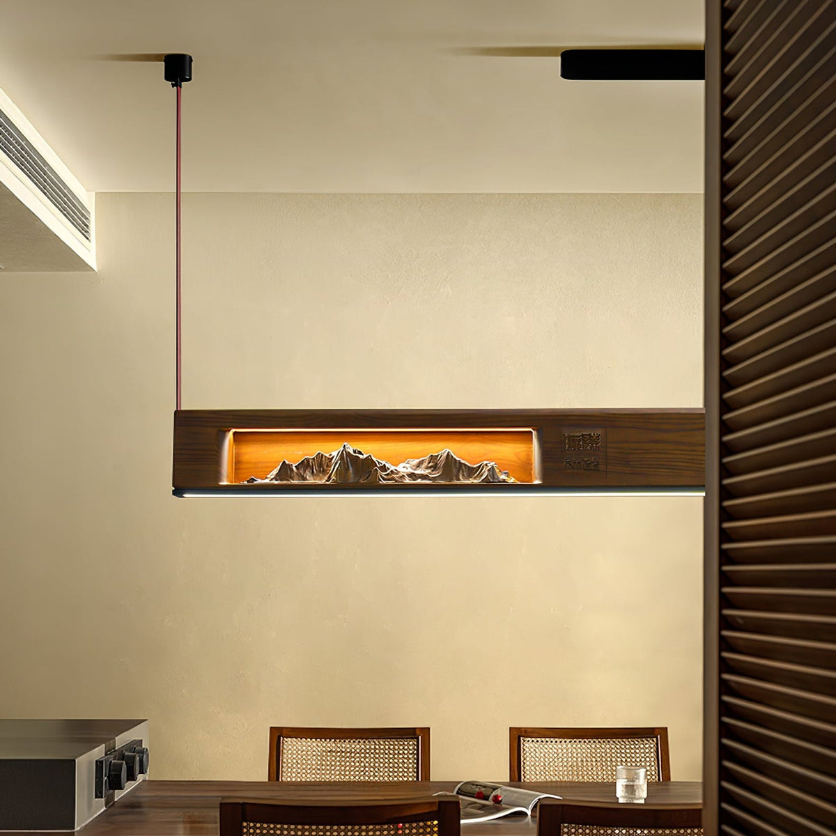 Timber Horizon LED Pendant Light – Modern Wood Sculptural Chandelier