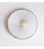 Heliora Travertine LED Flush Mount Ceiling Light, Modern Sunburst Design