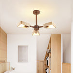 Elementa Travertine Chandelier — Modern Wood & Stone Pendant Light