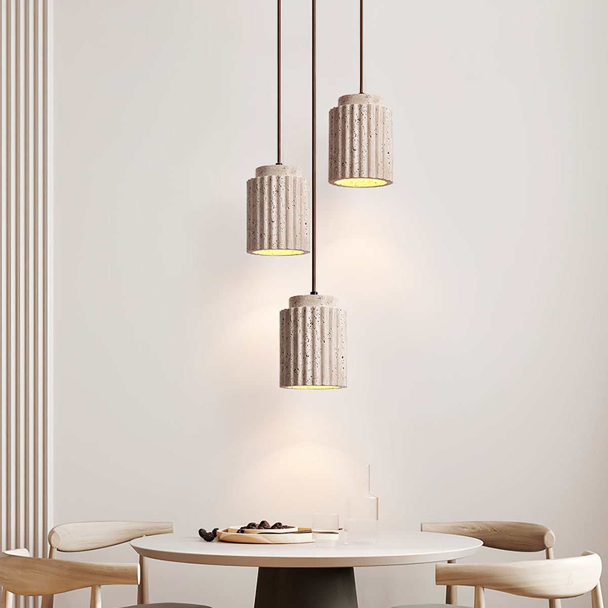 Caelia Travertine Pendant Light – Sculptural Stone Illumination