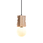 Terra Orb Pendant Light in Yellow Travertine with Opal Glass Globe
