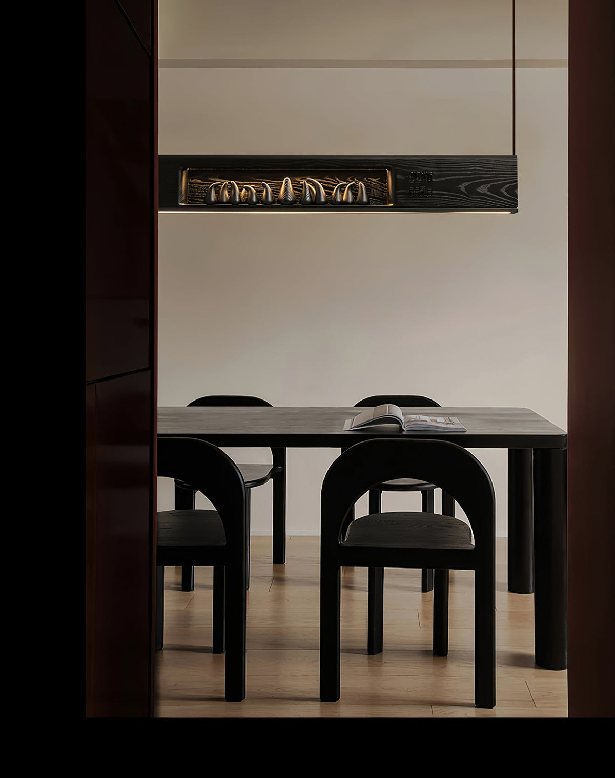 Timber Horizon LED Pendant Light – Modern Wood Sculptural Chandelier